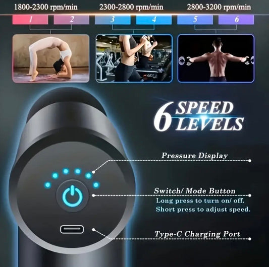 MASAJEADOR PARA RECUPERACION, CON CARGA USB, 6 NIVELES DE VELOCIDAD.